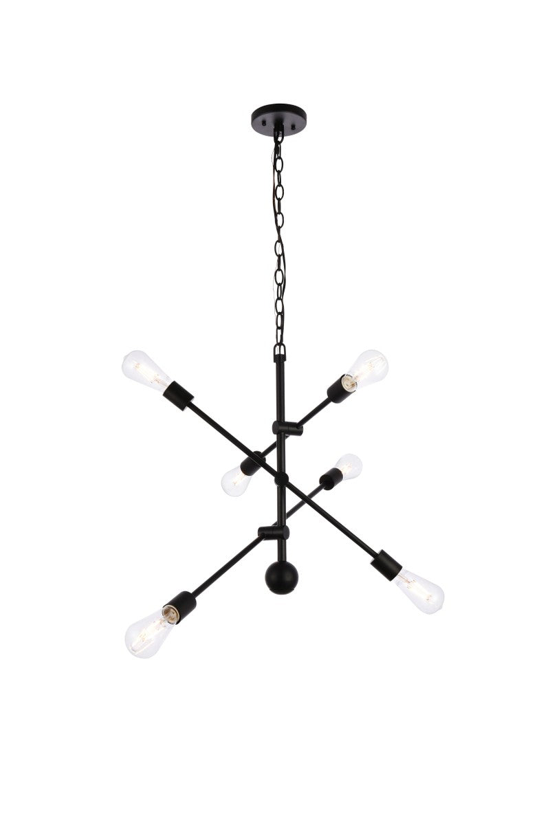 Elegant Lighting - LD8006D29BLA - Six Light Pendant - Axel - Black