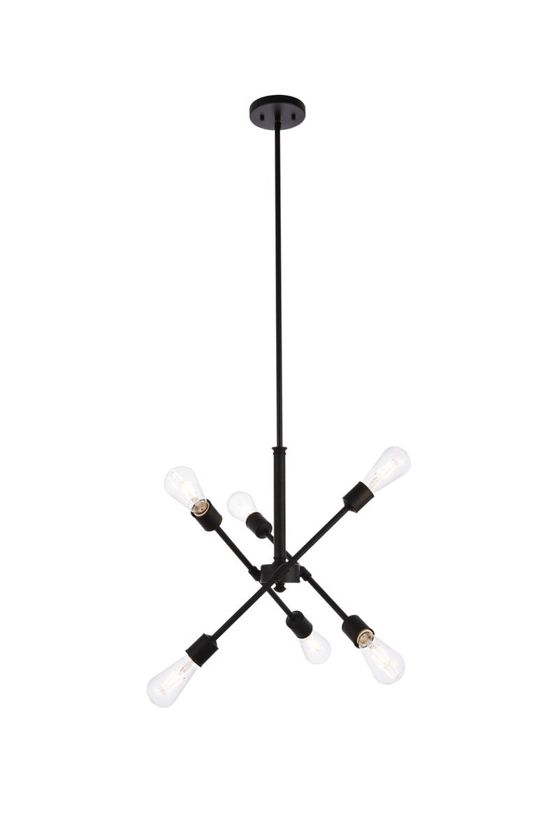 Elegant Lighting - LD8015D18BLA - Six Light Pendant - Axel - Black