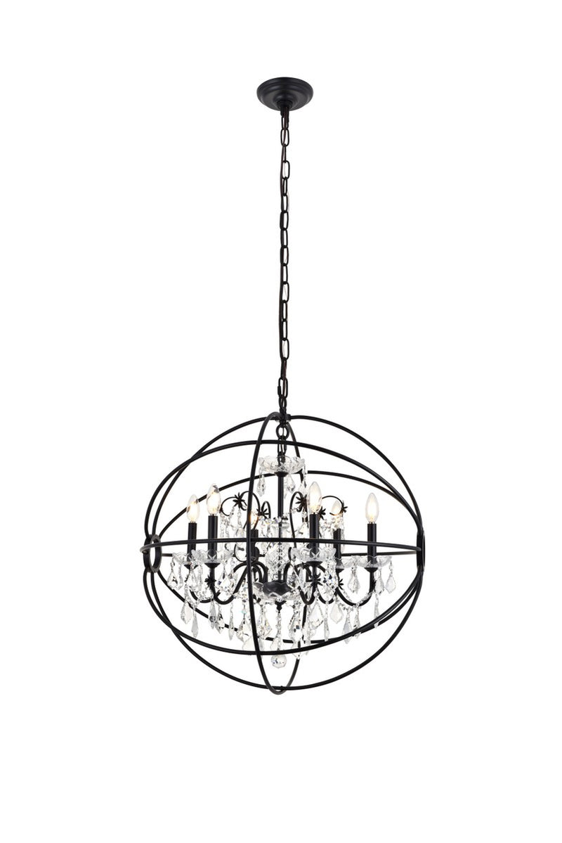 Elegant Lighting - LD8801D25BK - Six Light Pendant - Cordelia - black