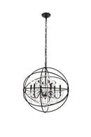 Elegant Lighting - LD8801D25BK - Six Light Pendant - Cordelia - black