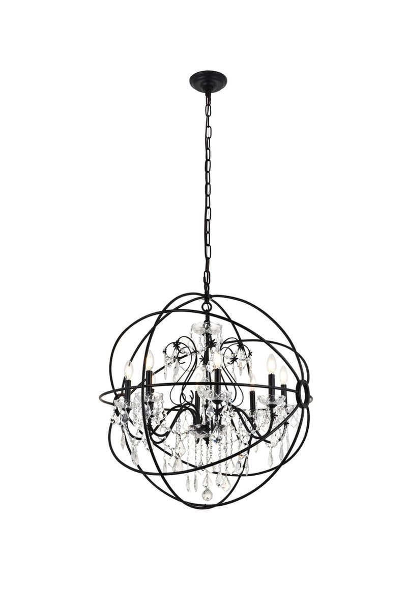 Elegant Lighting - LD8801D32BK - Eight Light Pendant - Cordelia - black