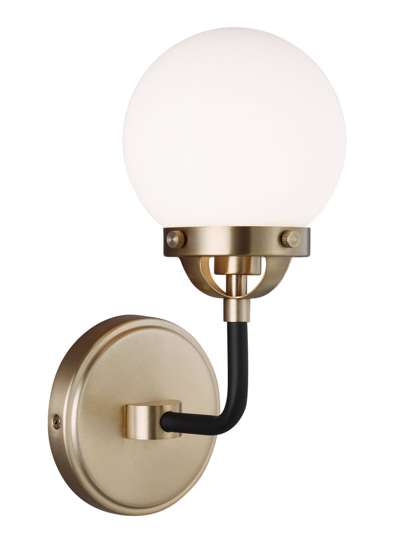 One Light Wall Sconce<br /><span style="color:#4AB0CE;">Entrega: 4-10 dias en USA</span><br /><span style="color:#4AB0CE;font-size:60%;">PREGUNTE POR ENTREGA EN PANAMA</span><br />Collection: Cafe<br />Finish: Satin Brass