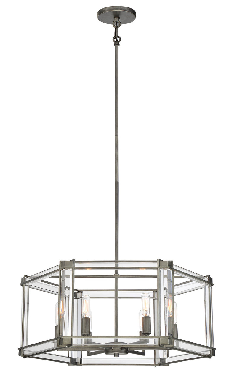 Minka-Lavery - 3856-756 - Six Light Chandelier - Langen Square - Antique Nickel w/Clear Acrylic