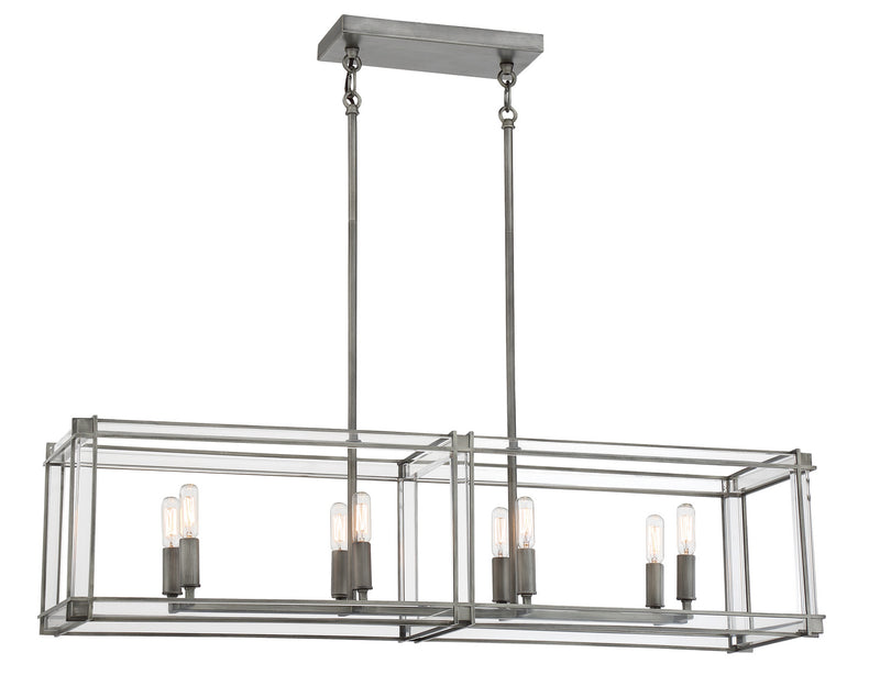Minka-Lavery - 3858-756 - Eight Light Island Pendant - Langen Square - Antique Nickel