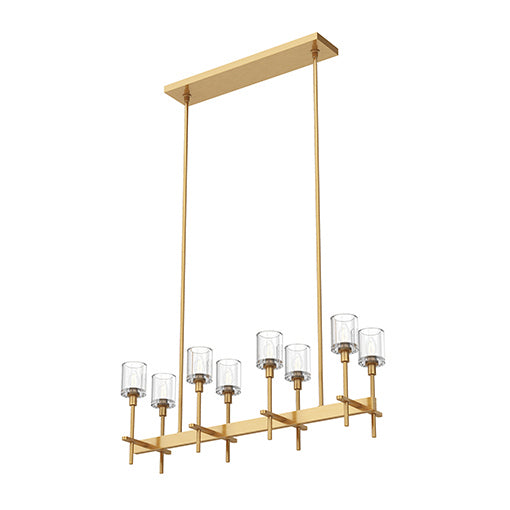 Alora - LP314308VBCC - Eight Light Island Pendant - Salita - Clear Crystal/Vintage Brass