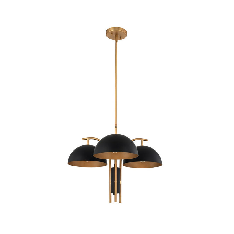 Kalco - 513771BNB - Three Light Chandeleir - Marcel - Matte Black w/ New Brass