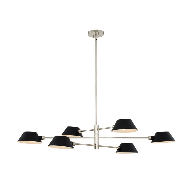 Kalco - 514161BPN - Six Light Island Pendant - Bruno - Matte Black w/ Polished Nickel