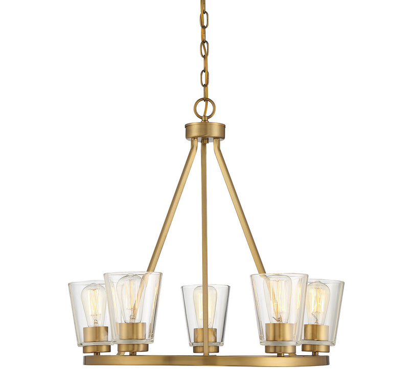 Five Light Chandelier<br /><span style="color:#4AB0CE;">Entrega: 4-10 dias en USA</span><br /><span style="color:#4AB0CE;font-size:60%;">PREGUNTE POR ENTREGA EN PANAMA</span><br />Collection: Calhoun<br />Finish: Warm Brass