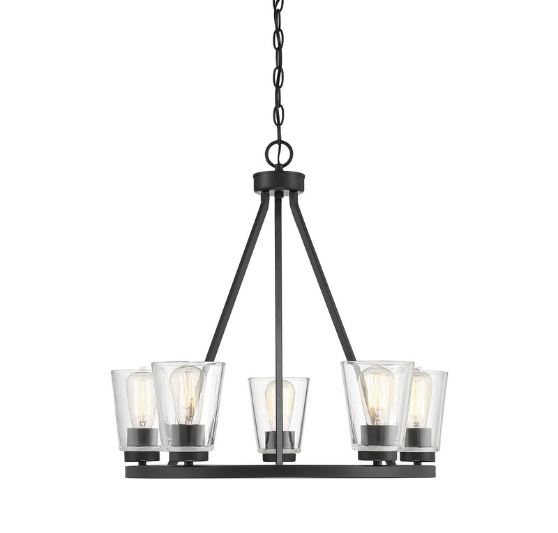 Five Light Chandelier<br /><span style="color:#4AB0CE;">Entrega: 4-10 dias en USA</span><br /><span style="color:#4AB0CE;font-size:60%;">PREGUNTE POR ENTREGA EN PANAMA</span><br />Collection: Calhoun<br />Finish: Matte Black