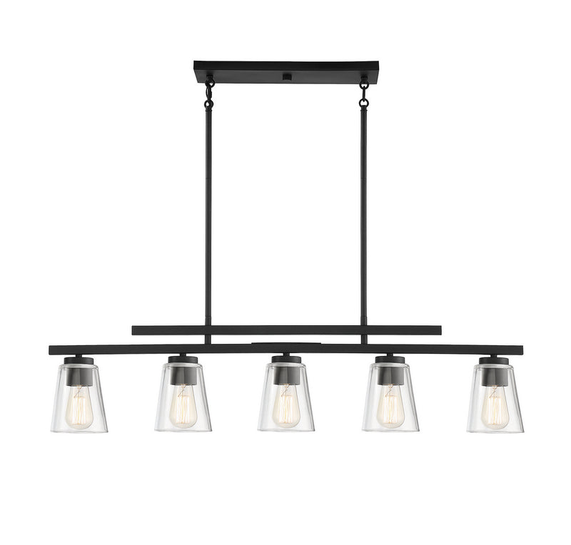 Five Light Linear Chandelier<br /><span style="color:#4AB0CE;">Entrega: 4-10 dias en USA</span><br /><span style="color:#4AB0CE;font-size:60%;">PREGUNTE POR ENTREGA EN PANAMA</span><br />Collection: Calhoun<br />Finish: Matte Black