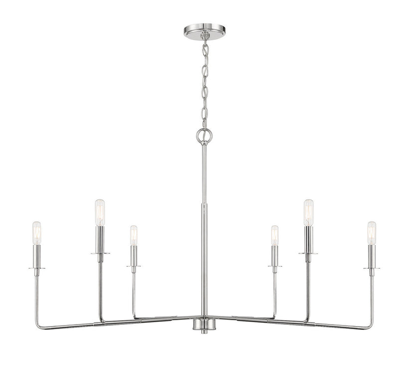 Six Light Chandelier<br /><span style="color:#4AB0CE;">Entrega: 4-10 dias en USA</span><br /><span style="color:#4AB0CE;font-size:60%;">PREGUNTE POR ENTREGA EN PANAMA</span><br />Collection: Salerno<br />Finish: Polished Nickel