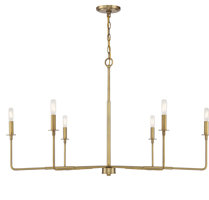 Six Light Chandelier<br /><span style="color:#4AB0CE;">Entrega: 4-10 dias en USA</span><br /><span style="color:#4AB0CE;font-size:60%;">PREGUNTE POR ENTREGA EN PANAMA</span><br />Collection: Salerno<br />Finish: Warm Brass