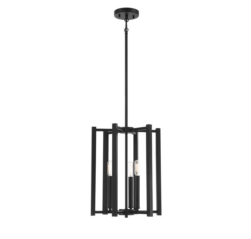 Three Light Pendant<br /><span style="color:#4AB0CE;">Entrega: 4-10 dias en USA</span><br /><span style="color:#4AB0CE;font-size:60%;">PREGUNTE POR ENTREGA EN PANAMA</span><br />Collection: Benson<br />Finish: Matte Black