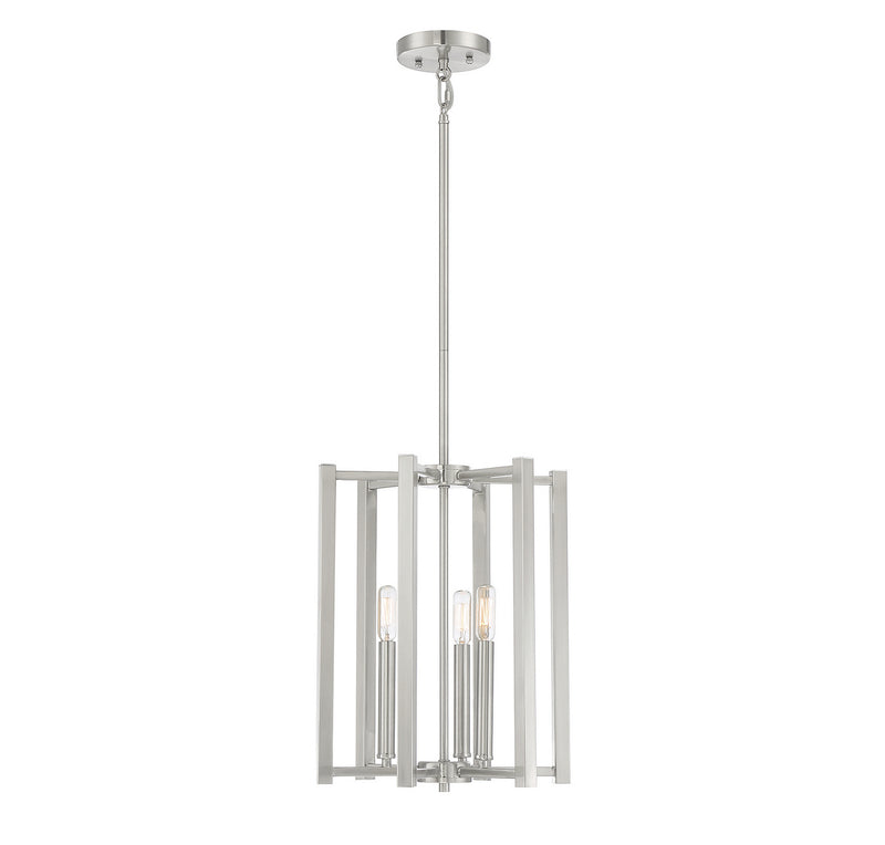 Three Light Pendant<br /><span style="color:#4AB0CE;">Entrega: 4-10 dias en USA</span><br /><span style="color:#4AB0CE;font-size:60%;">PREGUNTE POR ENTREGA EN PANAMA</span><br />Collection: Benson<br />Finish: Satin Nickel