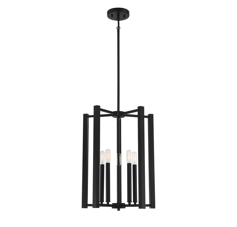 Five Light Pendant<br /><span style="color:#4AB0CE;">Entrega: 4-10 dias en USA</span><br /><span style="color:#4AB0CE;font-size:60%;">PREGUNTE POR ENTREGA EN PANAMA</span><br />Collection: Benson<br />Finish: Matte Black