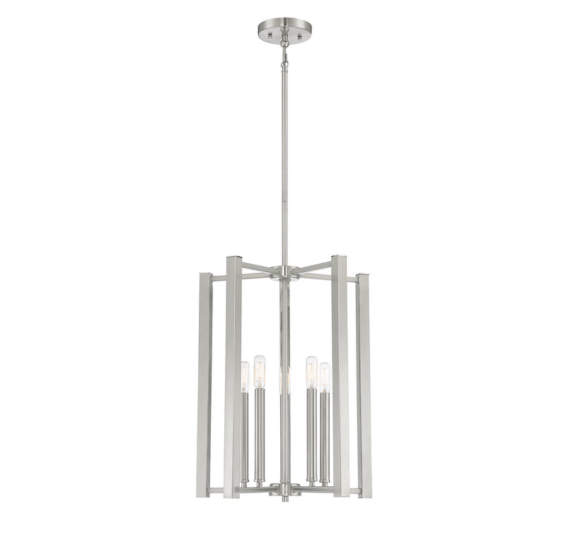 Five Light Pendant<br /><span style="color:#4AB0CE;">Entrega: 4-10 dias en USA</span><br /><span style="color:#4AB0CE;font-size:60%;">PREGUNTE POR ENTREGA EN PANAMA</span><br />Collection: Benson<br />Finish: Satin Nickel