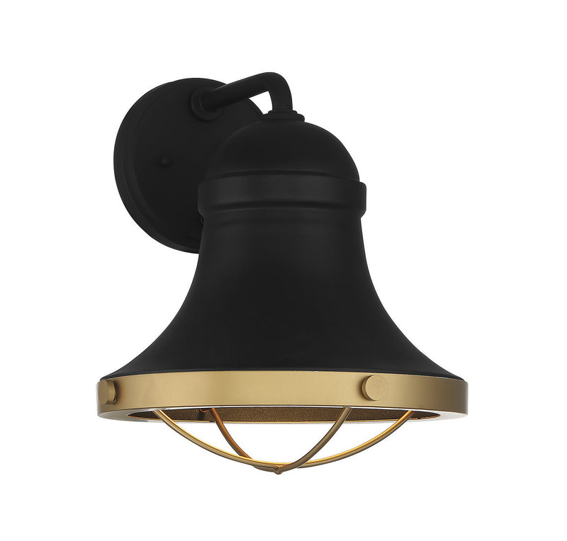 One Light Wall Sconce<br /><span style="color:#4AB0CE;">Entrega: 4-10 dias en USA</span><br /><span style="color:#4AB0CE;font-size:60%;">PREGUNTE POR ENTREGA EN PANAMA</span><br />Collection: Belmont<br />Finish: Textured Black with Warm Brass Accents