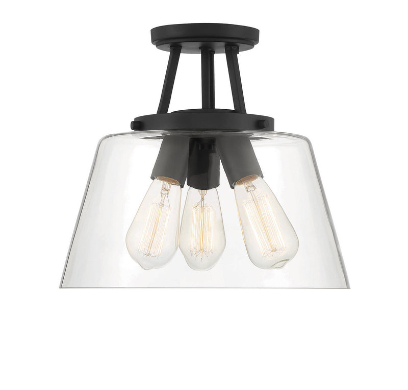 Three Light Semi-Flush Mount<br /><span style="color:#4AB0CE;">Entrega: 4-10 dias en USA</span><br /><span style="color:#4AB0CE;font-size:60%;">PREGUNTE POR ENTREGA EN PANAMA</span><br />Collection: Calhoun<br />Finish: Matte Black