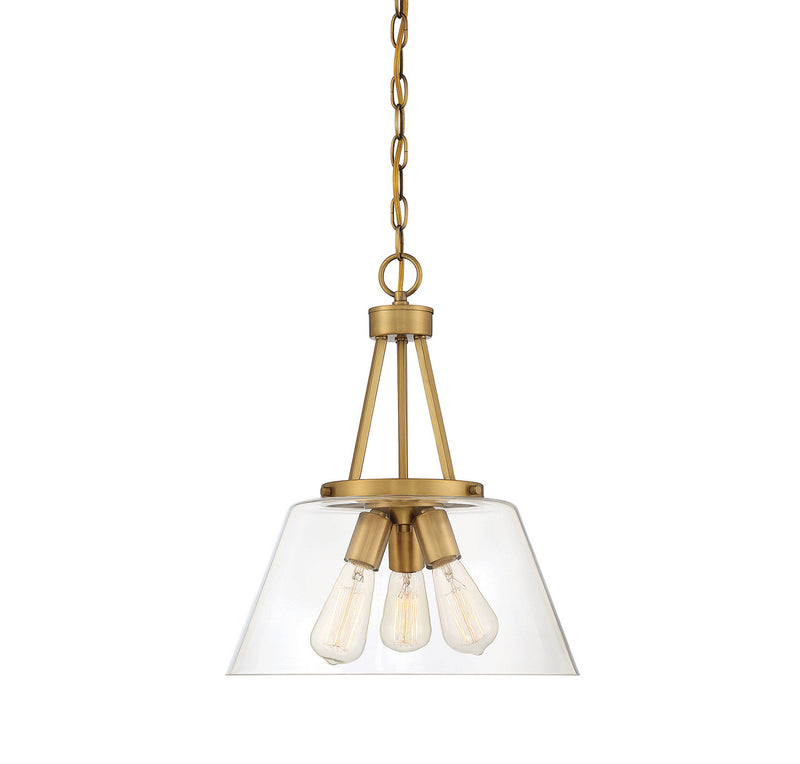 Three Light Pendant<br /><span style="color:#4AB0CE;">Entrega: 4-10 dias en USA</span><br /><span style="color:#4AB0CE;font-size:60%;">PREGUNTE POR ENTREGA EN PANAMA</span><br />Collection: Calhoun<br />Finish: Warm Brass