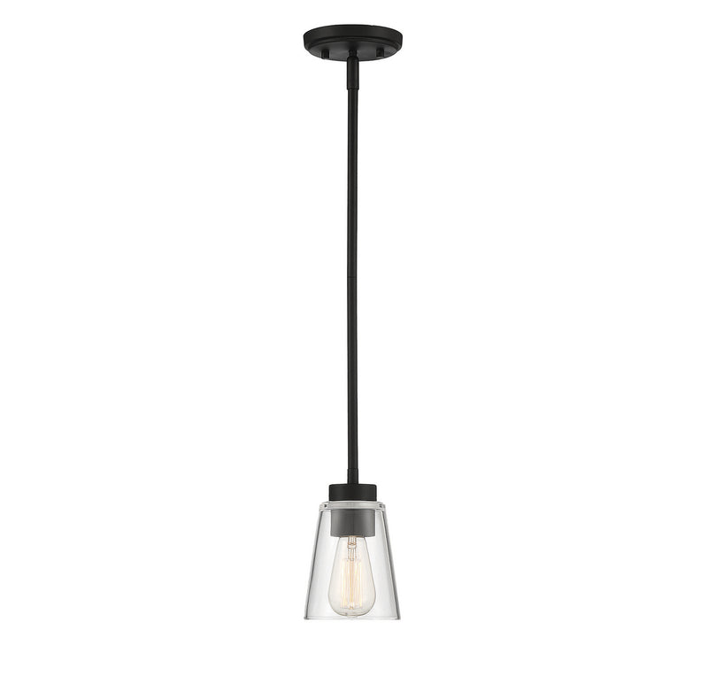 One Light Mini-Pendant<br /><span style="color:#4AB0CE;">Entrega: 2-3 semanas en USA</span><br /><span style="color:#4AB0CE;font-size:60%;">PREGUNTE POR ENTREGA EN PANAMA</span><br />Collection: Calhoun<br />Finish: Matte Black