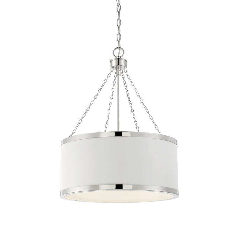 Six Light Pendant<br /><span style="color:#4AB0CE;">Entrega: 4-10 dias en USA</span><br /><span style="color:#4AB0CE;font-size:60%;">PREGUNTE POR ENTREGA EN PANAMA</span><br />Collection: Delphi<br />Finish: White with Polished Nickel Acccents