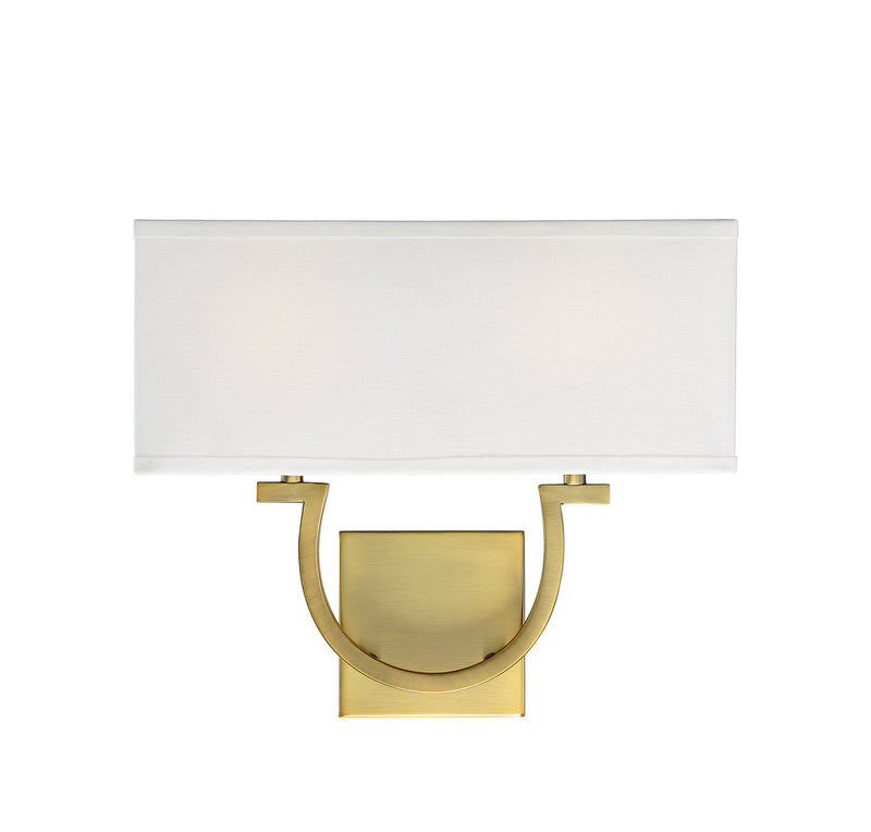 Two Light Wall Sconce<br /><span style="color:#4AB0CE;">Entrega: 4-10 dias en USA</span><br /><span style="color:#4AB0CE;font-size:60%;">PREGUNTE POR ENTREGA EN PANAMA</span><br />Collection: Rhodes<br />Finish: Warm Brass