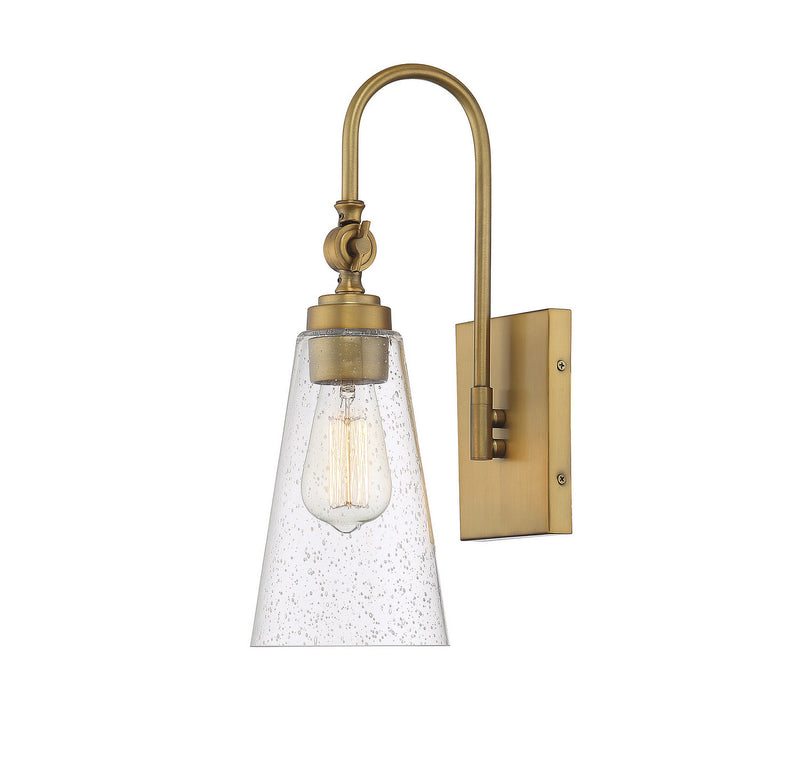 One Light Wall Sconce<br /><span style="color:#4AB0CE;">Entrega: 4-10 dias en USA</span><br /><span style="color:#4AB0CE;font-size:60%;">PREGUNTE POR ENTREGA EN PANAMA</span><br />Collection: York<br />Finish: Warm Brass