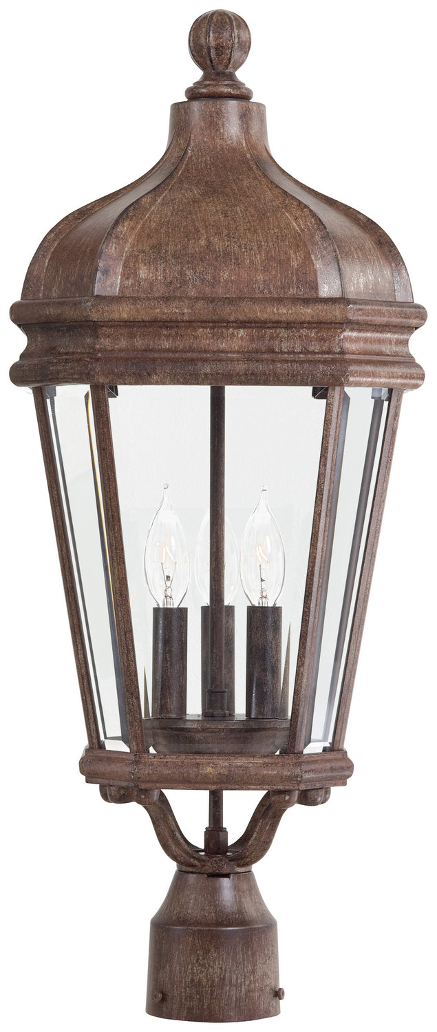 Three Light Post Mount<br /><span style="color:#4AB0CE;">Entrega: 2-3 semanas en USA</span><br /><span style="color:#4AB0CE;font-size:60%;">PREGUNTE POR ENTREGA EN PANAMA</span><br />Collection: Harrison<br />Finish: Vintage Rust
