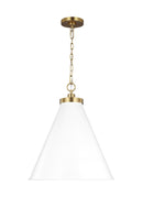 Visual Comfort Studio - CP1281MWTBBS - One Light Pendant - Wellfleet - Matte White and Burnished Brass