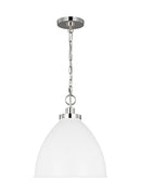 Visual Comfort Studio - CP1291MWTPN - One Light Pendant - Wellfleet - Matte White and Polished Nickel