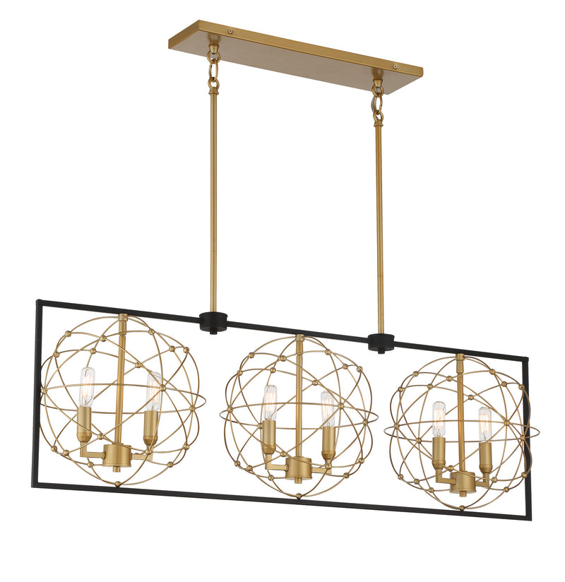 Minka-Lavery - 3917-707A - Six Light Pendant - Titans Trace - Sand Coal w/Painted Honey Gold