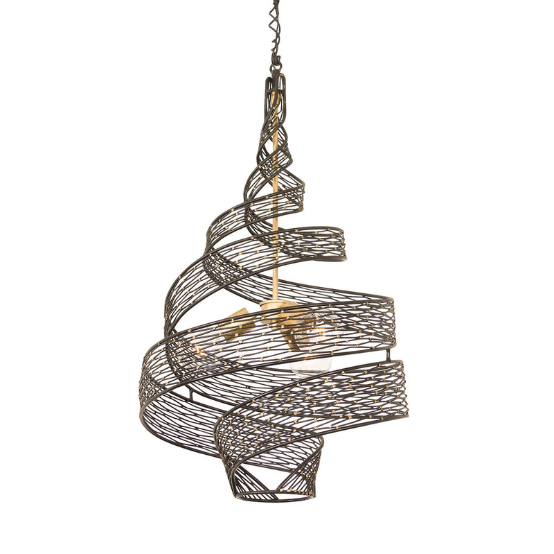 Three Light Pendant<br /><span style="color:#4AB0CE;">Entrega: 2-3 semanas en USA</span><br /><span style="color:#4AB0CE;font-size:60%;">PREGUNTE POR ENTREGA EN PANAMA</span><br />Collection: Flow<br />Finish: Matte Black/French Gold