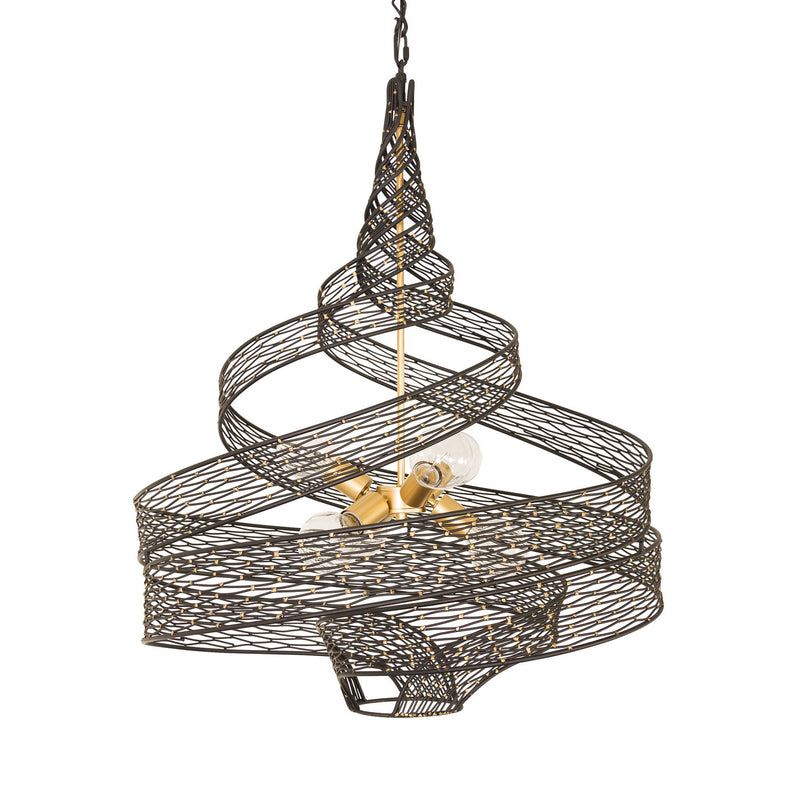 Six Light Pendant<br /><span style="color:#4AB0CE;">Entrega: 4-10 dias en USA</span><br /><span style="color:#4AB0CE;font-size:60%;">PREGUNTE POR ENTREGA EN PANAMA</span><br />Collection: Flow<br />Finish: Matte Black/French Gold