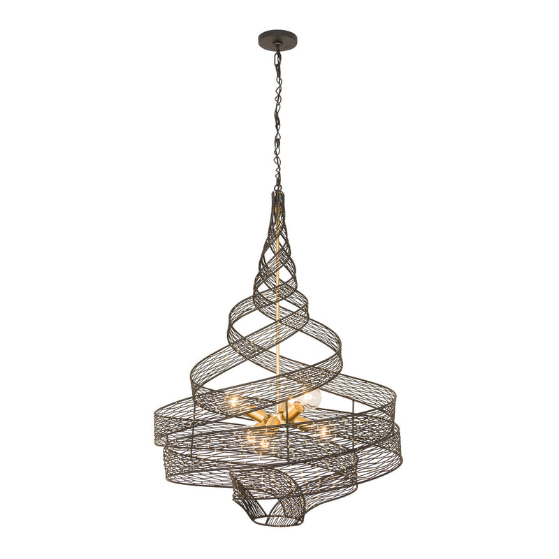 Six Light Pendant<br /><span style="color:#4AB0CE;">Entrega: 4-10 dias en USA</span><br /><span style="color:#4AB0CE;font-size:60%;">PREGUNTE POR ENTREGA EN PANAMA</span><br />Collection: Flow<br />Finish: Matte Black/French Gold
