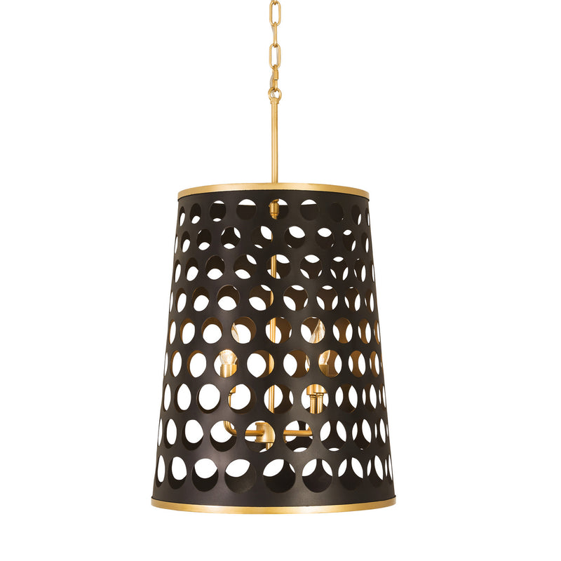 Four Light Foyer Pendant<br /><span style="color:#4AB0CE;">Entrega: 4-10 dias en USA</span><br /><span style="color:#4AB0CE;font-size:60%;">PREGUNTE POR ENTREGA EN PANAMA</span><br />Collection: Bailey<br />Finish: Matte Black/French Gold