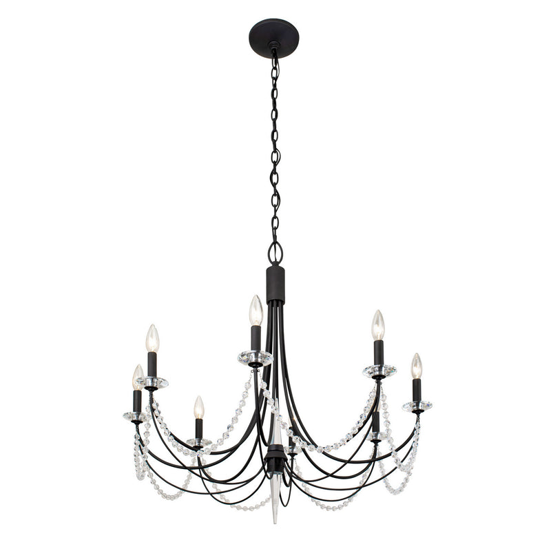 Eight Light Chandelier<br /><span style="color:#4AB0CE;">Entrega: 4-10 dias en USA</span><br /><span style="color:#4AB0CE;font-size:60%;">PREGUNTE POR ENTREGA EN PANAMA</span><br />Collection: Brentwood<br />Finish: Carbon Black