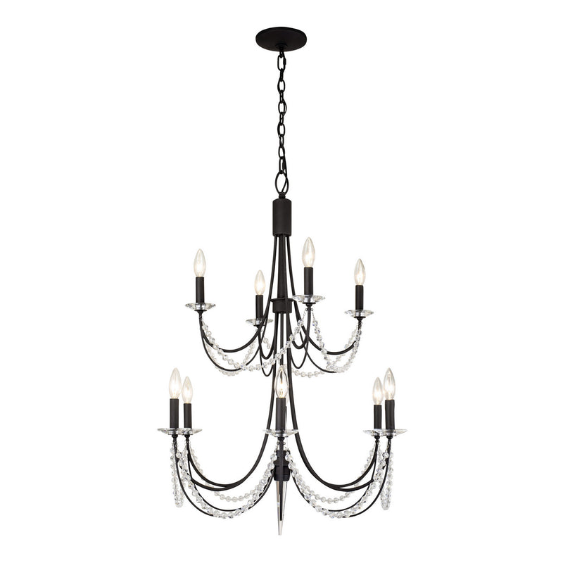 Ten Light Chandelier<br /><span style="color:#4AB0CE;">Entrega: 4-10 dias en USA</span><br /><span style="color:#4AB0CE;font-size:60%;">PREGUNTE POR ENTREGA EN PANAMA</span><br />Collection: Brentwood<br />Finish: Carbon Black