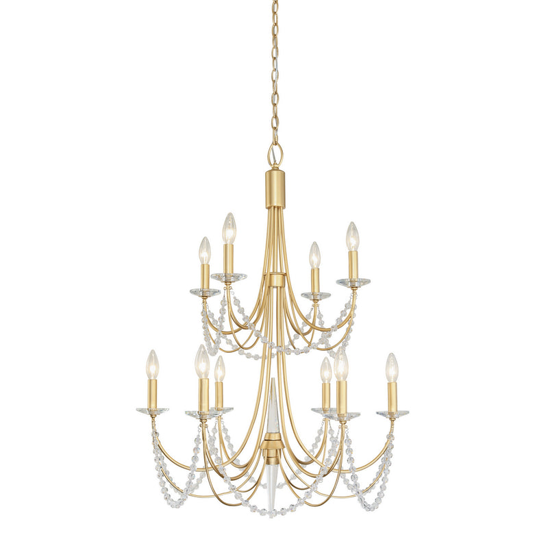 Ten Light Chandelier<br /><span style="color:#4AB0CE;">Entrega: 4-10 dias en USA</span><br /><span style="color:#4AB0CE;font-size:60%;">PREGUNTE POR ENTREGA EN PANAMA</span><br />Collection: Brentwood<br />Finish: French Gold