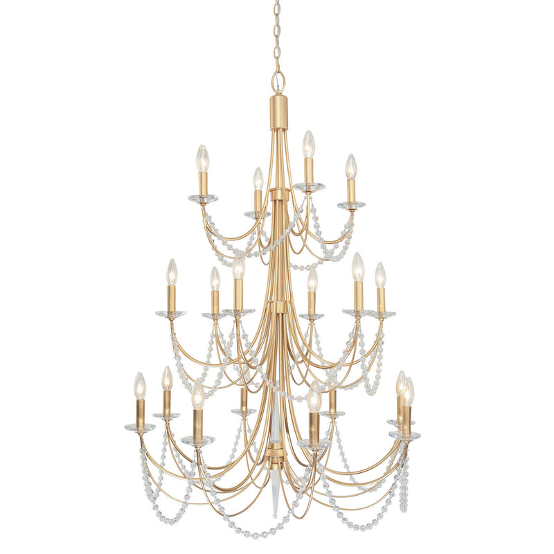 18 Light Chandelier<br /><span style="color:#4AB0CE;">Entrega: 4-10 dias en USA</span><br /><span style="color:#4AB0CE;font-size:60%;">PREGUNTE POR ENTREGA EN PANAMA</span><br />Collection: Brentwood<br />Finish: French Gold