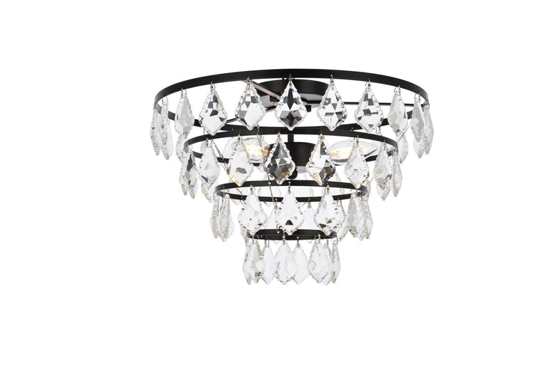 Elegant Lighting - 1101F16BK - Three Light Flush Mount - Ella - Black