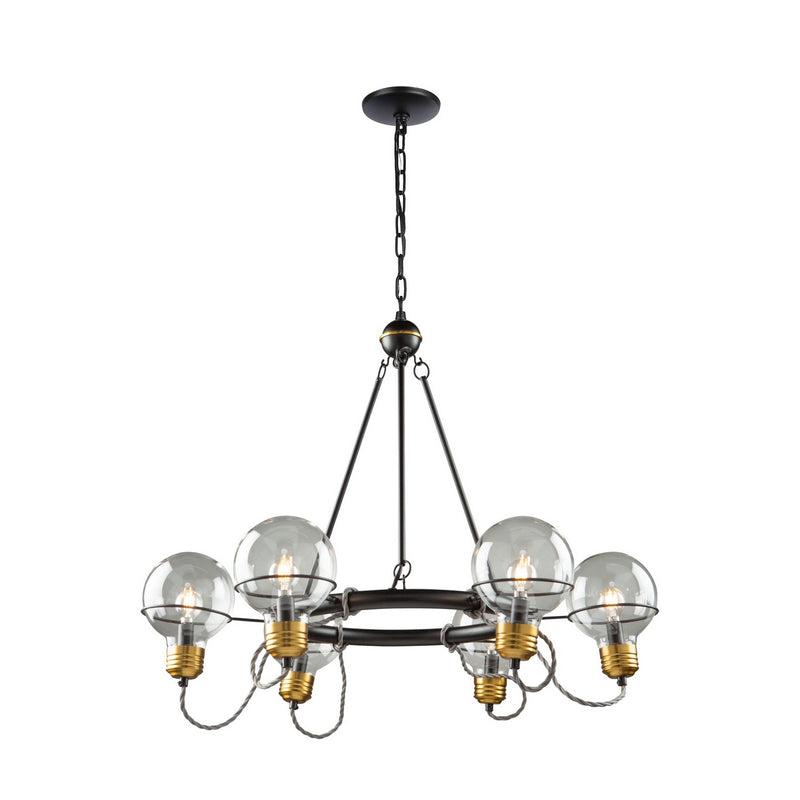 Six Light Chandelier<br /><span style="color:#4AB0CE;">Entrega: 4-10 dias en USA</span><br /><span style="color:#4AB0CE;font-size:60%;">PREGUNTE POR ENTREGA EN PANAMA</span><br />Collection: Martina<br />Finish: Black and Brushed Brass