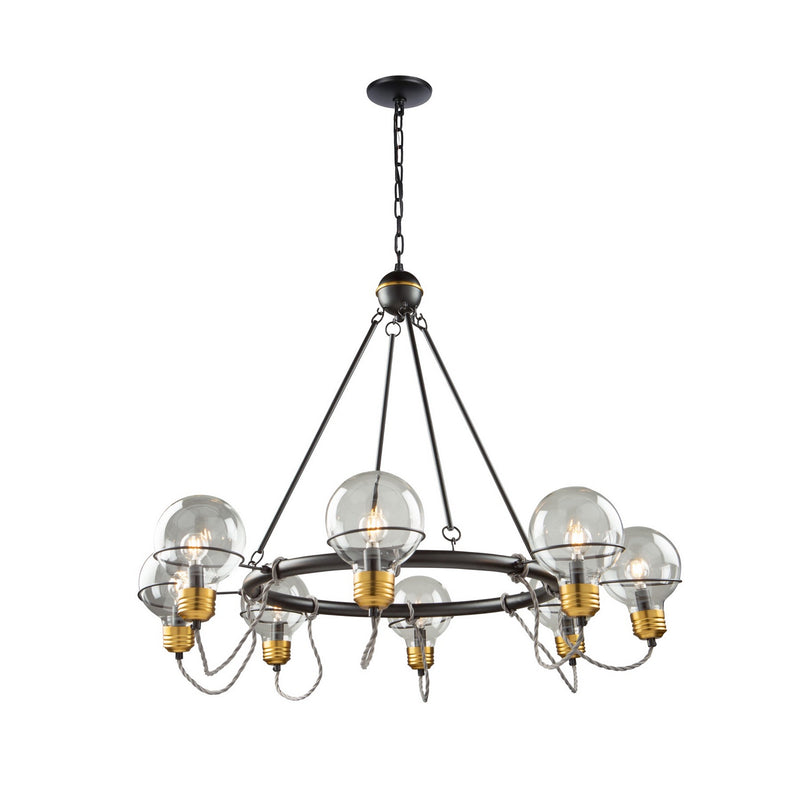 Eight Light Chandelier<br /><span style="color:#4AB0CE;">Entrega: 4-10 dias en USA</span><br /><span style="color:#4AB0CE;font-size:60%;">PREGUNTE POR ENTREGA EN PANAMA</span><br />Collection: Martina<br />Finish: Black and Brushed Brass