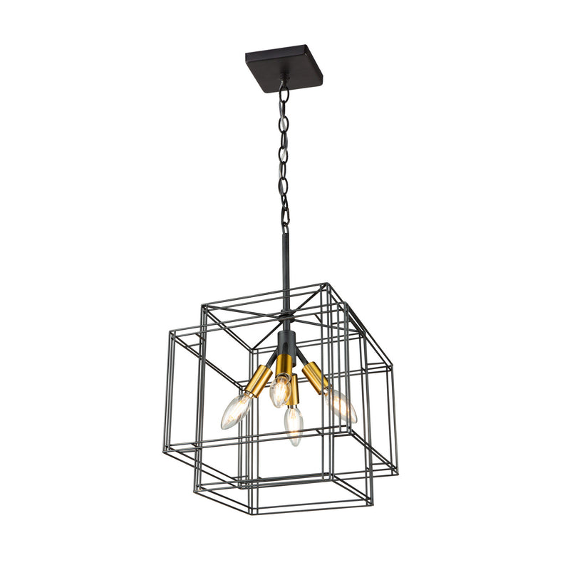 Four Light Pendant<br /><span style="color:#4AB0CE;">Entrega: 4-10 dias en USA</span><br /><span style="color:#4AB0CE;font-size:60%;">PREGUNTE POR ENTREGA EN PANAMA</span><br />Collection: Artisan<br />Finish: Black and Brushed Brass