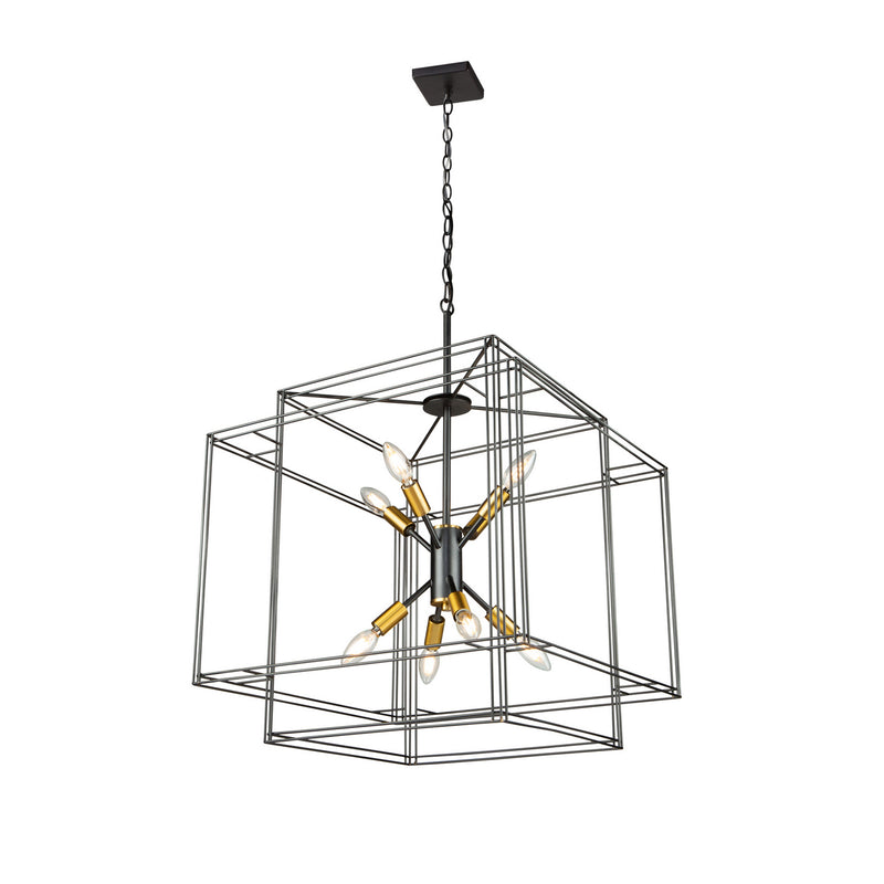 Eight Light Pendant<br /><span style="color:#4AB0CE;">Entrega: 4-10 dias en USA</span><br /><span style="color:#4AB0CE;font-size:60%;">PREGUNTE POR ENTREGA EN PANAMA</span><br />Collection: Artisan<br />Finish: Black and Brushed Brass