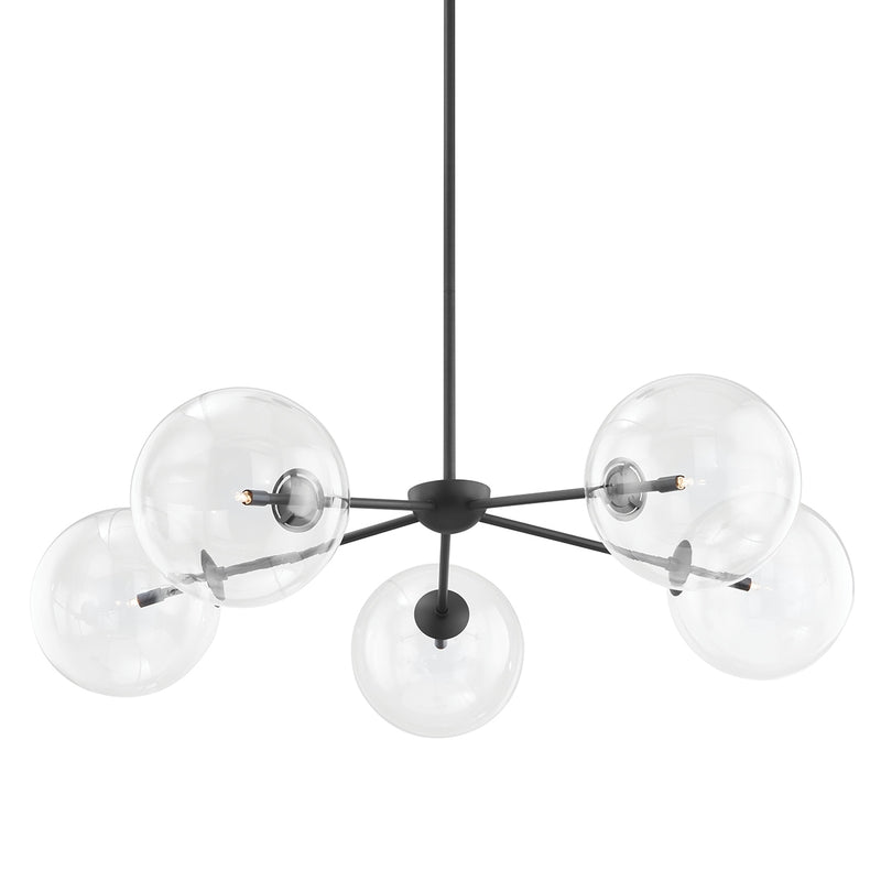 Five Light Chandelier<br /><span style="color:#4AB0CE;">Entrega: 4-10 dias en USA</span><br /><span style="color:#4AB0CE;font-size:60%;">PREGUNTE POR ENTREGA EN PANAMA</span><br />Collection: Madrid<br />Finish: Soft Black