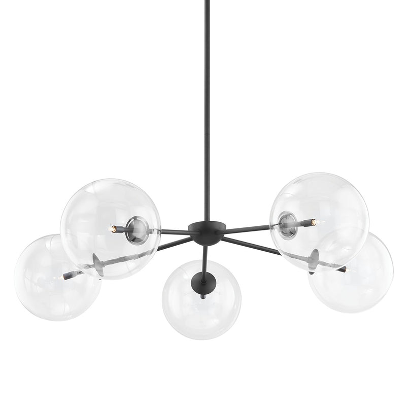 Five Light Chandelier<br /><span style="color:#4AB0CE;">Entrega: 13-14 semanas en USA</span><br /><span style="color:#4AB0CE;font-size:60%;">PREGUNTE POR ENTREGA EN PANAMA</span><br />Collection: Madrid<br />Finish: Soft Black