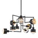 Nine Light Chandelier<br /><span style="color:#4AB0CE;">Entrega: 4-10 dias en USA</span><br /><span style="color:#4AB0CE;font-size:60%;">PREGUNTE POR ENTREGA EN PANAMA</span><br />Collection: North<br />Finish: Soft Black/Gold Leaf