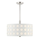 Three Light Pendant<br /><span style="color:#4AB0CE;">Entrega: 4-10 dias en USA</span><br /><span style="color:#4AB0CE;font-size:60%;">PREGUNTE POR ENTREGA EN PANAMA</span><br />Collection: Patchwork<br />Finish: Polished Nickel
