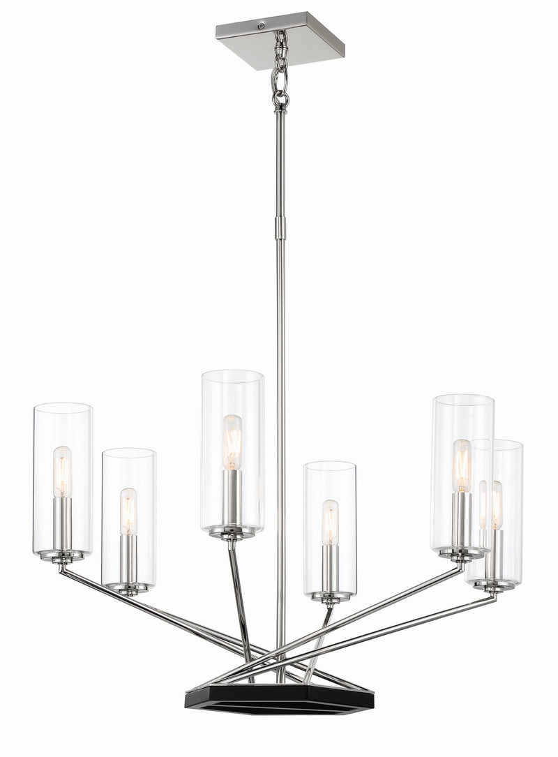 Minka-Lavery - 2495-572 - Six Light Chandelier - Highland Crossing - Polished Nickel w/Coal