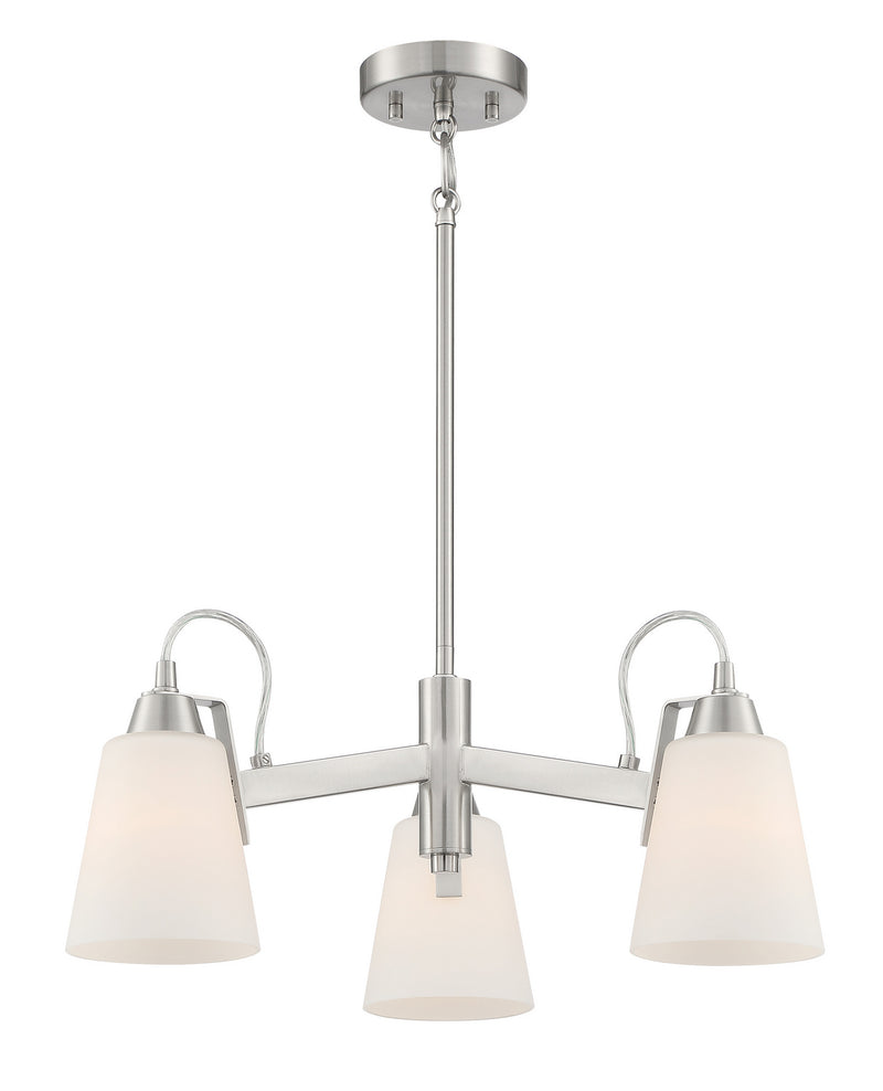 Three Light Chandelier<br /><span style="color:#4AB0CE;">Entrega: 4-10 dias en USA</span><br /><span style="color:#4AB0CE;font-size:60%;">PREGUNTE POR ENTREGA EN PANAMA</span><br />Collection: Beckonridge<br />Finish: Brushed Nickel